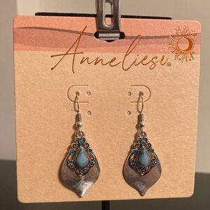 Silver and Blue Teardrop Earrings
